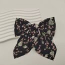 [1pc Elegant Bow Tie] Elegant Floral Print 1pc Bow Tie Hair Clip | Bohemian Style, Perfect for Daily Wear & Valentine's Day | White with Pink and Green Floral Patterns, Cute Hair Accessory for Girl