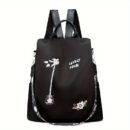 Ethnic-Inspired 3D Floral Embroidery Backpack for Women - Soft Nylon, Casual Style, Utility Pocket, Non, Black, Beige, Blue, Casual Travel Bag|Ethnic Embroidery Bag|Durable Zipper Closure, Backpack