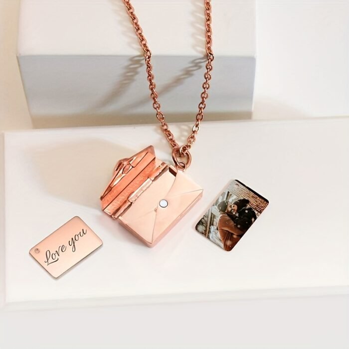 Custom Photo Engraved Necklace for Women - 18K gold plated Plated 201 Stainless Steel Reverse Side Personalized Jewelry with Hidden Photo Storage, Elegant Minimalist Design for Mother’s Day, Birthday & Anniversary Gifts, Custom Necklace, Special Occasion Gift, Sleek Pendant, Highquality Engraving, Romantic Keepsake - Image 11