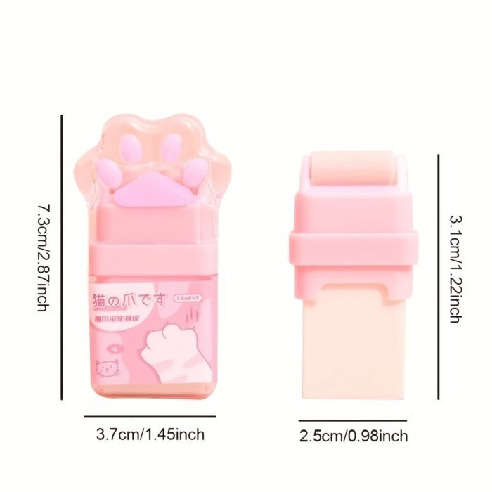1pc Cat Paw Cute Roller Eraser Girl Pencil Eraser Rubber Cartoon Pen Eraser Supplies Prizes Office Eraser Gift giving - Image 2