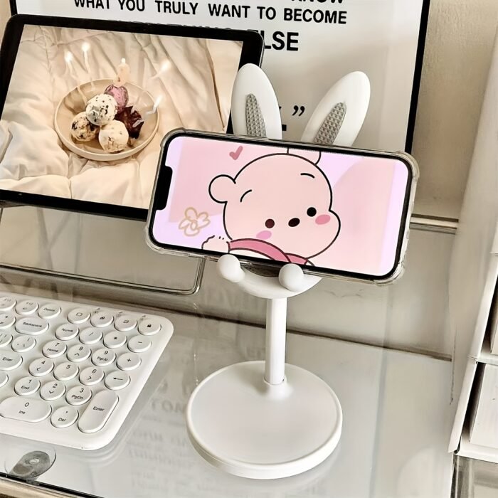 Adjustable Cute Bunny Phone Stand - Cartoon Rabbit Design, EVA Material, Universal Tablet Holder - Ideal for Desk, Gift for Easter, Valentine's, Thanksgiving, Mother's, Father'S Day, Christmas, Bunny Accessories - Image 3