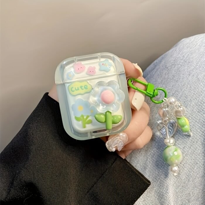 Creative Simple Green Three-Dimensional Flower Ear Case for Iphone Ear Case for Airpods 1/2 Generation Earphone Case New Wireless Earphone Case for Airpods 3/Pro/Pro2 Earphone Case Boyfriend/Girlfriend Gift - Image 7