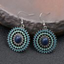Elegant Blue Enamel Drop Earrings - French-Inspired, Stainless Steel Posts, Ideal for Weddings & Parties, Women's Boho-Chic Oval Studs, Pair