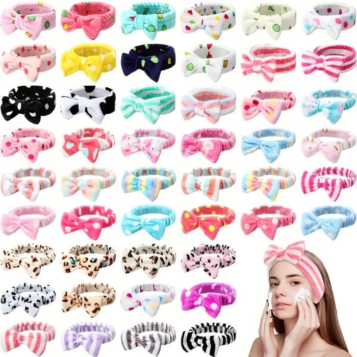 1pc Plush Bow Solid Color And Floral Random Hairband for Women, Suitable for Face Washing And Skincare. - Image 12