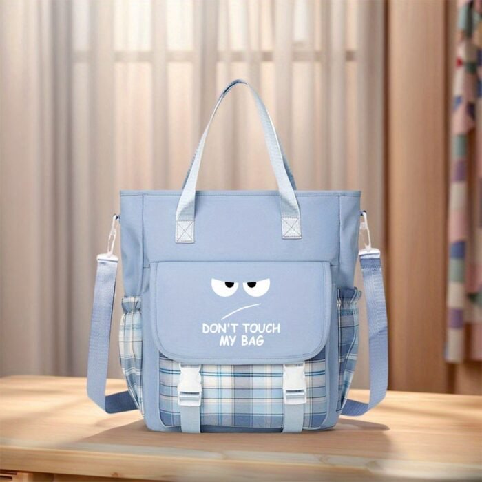 1pc "Don't Touch My Bag" Printed Large Capacity Crossbody Bag - Lightweight, Durable Polyester with Adjustable Strap, Multi-Pocket Design for Daily Use, Travel Shoulder Bag|Playful Graphic Tote|Polyester Lined
