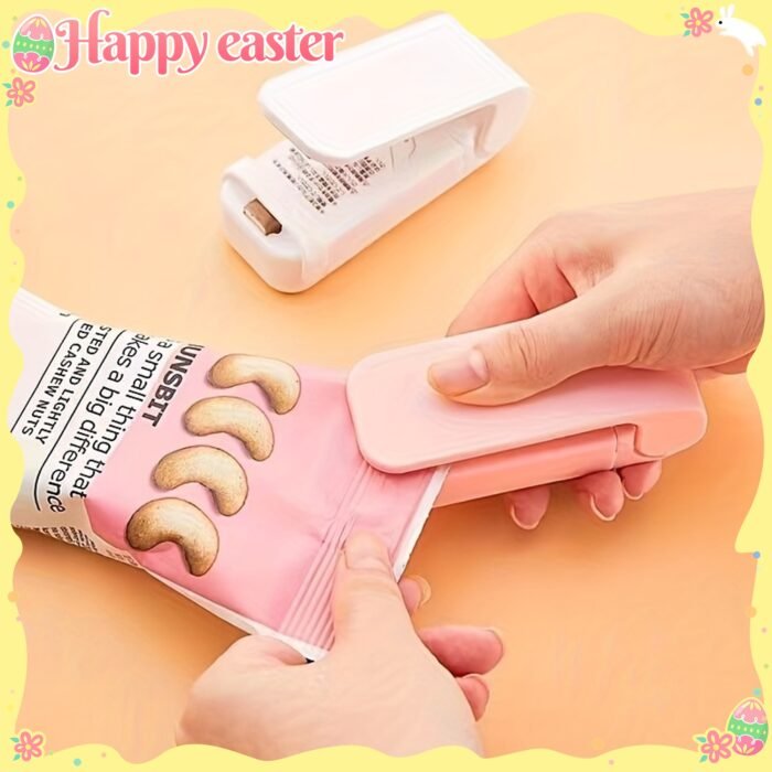 1pc Mini Snack Sealer - Compact Manual Handheld Food Saver, Battery-Powered (AA Not Included) for Freshness Preservation - Reusable Space-Saving Design for Hotels, Restaurants, Food Trucks & Home Use, Restaurant Kitchen Tools | Aesthetic Kitchen Tool | Durable Plastic Build - Image 14