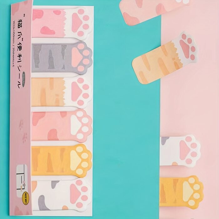 1pc (120Sheets In Total)Cat Paw Shaped Sticky Note.Cute Cartoon Cat Series Row Sitting Convenience Stickers,Reading Mark Index Stickers,Work Memo Stickers,Office And Learning Memo Message Stickers. - Image 4