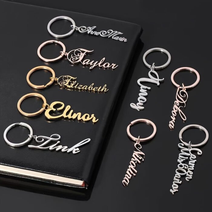 1pc Customized Custom Name Birthday Keychain Personalized Letter Stainless Steel Keychain Ring Men and Women Father's Day Mother's Day Valentine's Day Gift