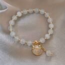 1pc Elegant Opal Bead Bracelet with Chic Cat Pendant – Vintage Bohemian Style, Perfect for Daily Wear or Special Occasions, Ideal Gift for Friends, All-Season Accessory, Cute Bracelets