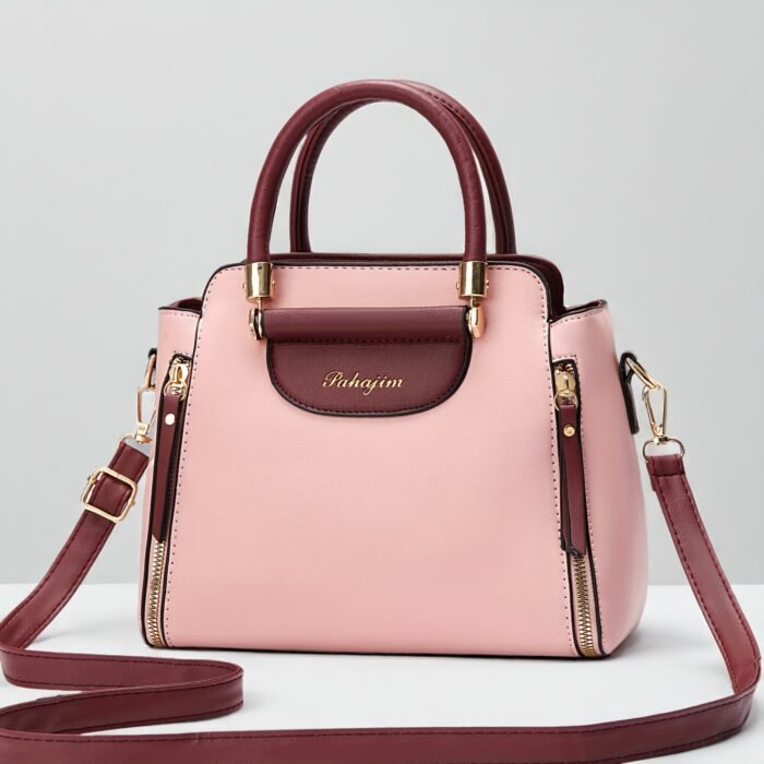 Stylish White & Navy Blue Women'S Handbag with Golden-Tone Hardware - Detachable Shoulder Strap, Zipper Closure, Polyester Lining - Perfect Gift for Mom or Family, Casual Chic Design, Durable Zipper Closure - Image 23