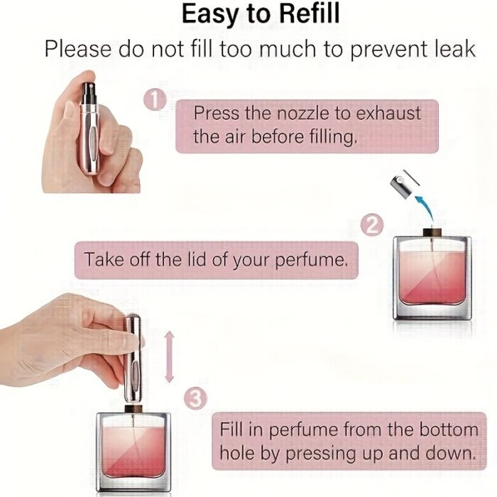 4pcs Portable 0.17oz Perfume Atomizer - Leak-Proof, Ideal for Travel, Refillable Design, Suitable for Perfume, Oil, Cologne, and Liquids, Metal Material, PVC Free, Perfume Atomizer - Image 7