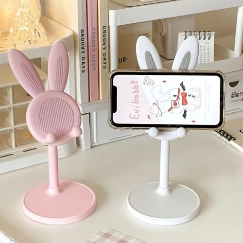 Adjustable Cute Bunny Phone Stand - Cartoon Rabbit Design, EVA Material, Universal Tablet Holder - Ideal for Desk, Gift for Easter, Valentine's, Thanksgiving, Mother's, Father'S Day, Christmas, Bunny Accessories