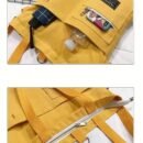 1pc Black and Yellow Canvas Tote Bag with Zipper Closure - Durable, Handwashable Messenger Bag for Students and Casual Use, Features Multiple Pockets and Adjustable Straps, Casual Accessory|Playful Design|Zippered Bag