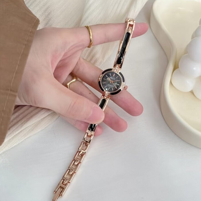 Elegant Ceramic Style Quartz Wrist Watch for Women - Zinc Alloy Band, Minimalist Fashion with Pointer Display, Electronic Quartz Movement, Non-Rechargeable Battery - Chic and Sophisticated Accessory - Image 4