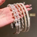 5pcs Elegant Faux Pearl Headbands for Women - Chic Plastic Hair Hoops with Imitation Pearls, Perfect for Styling and Accessories, Minimalist Design, Hair Accessories for Wome