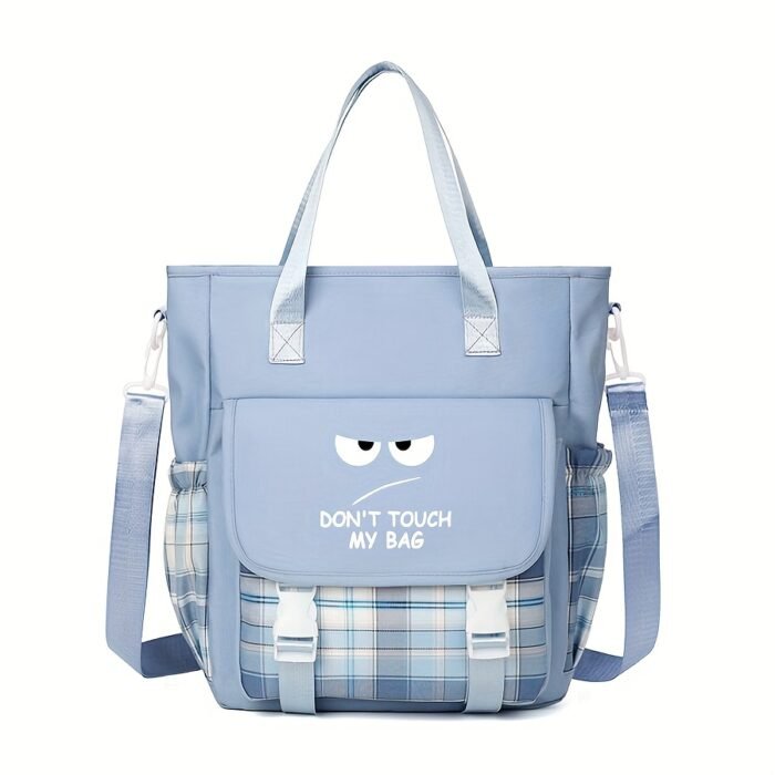 1pc "Don't Touch My Bag" Printed Large Capacity Crossbody Bag - Lightweight, Durable Polyester with Adjustable Strap, Multi-Pocket Design for Daily Use, Travel Shoulder Bag|Playful Graphic Tote|Polyester Lined - Image 9