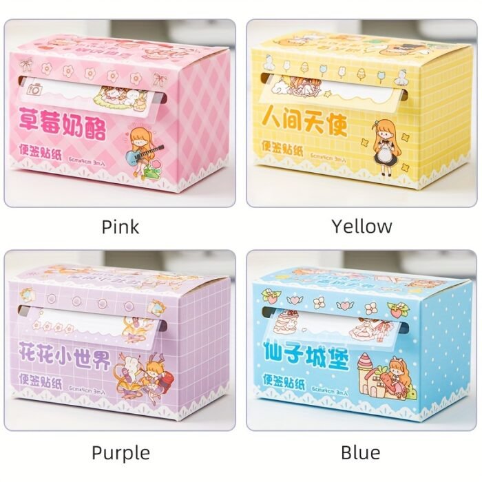 70sheets Boxed Cute Cartoon Girl Series Pull-Out Sticky Notes School Office Tearable Note Paper Set - Image 6