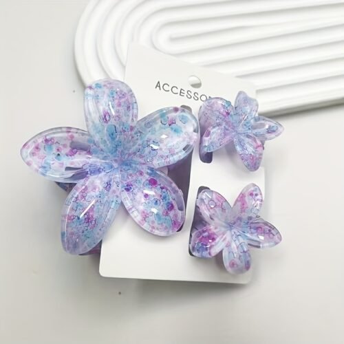 Large and Small Summer Hair Clip, Summer Ink Splatter Element, Practical Flower Hairpin