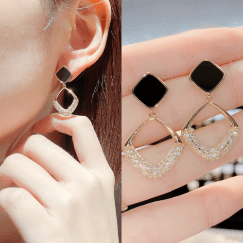 Vintage Oil Drop Square Shape Faux Gemstone Drop Dangle Earrings Female Ear Accessories Fashionable Women'S Hanging Earrings, Suitable for All Seasons, Accessories, Gifts for Family And Friends