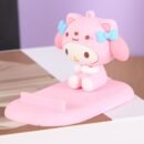 1pc Cute 3D Cartoon Character Phone Stand - PVC, Non-Waterproof, Ideal for Desk & Bedside, Pink Bow Design, Perfect for Mobile Phones, Desk Accessories