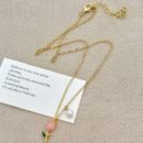 Elegant 14K Gold Plated Golden Plated Tulip Pendant Necklace with Pink & White Imitation Imitation Pearl, Golden-Tone Alloy Chain Collarbone Jewelry for Women - Birthday Anniversary Christmas Gift, Best for Christmas