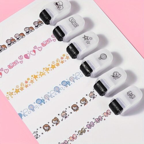Creative Cartoon Flower Rolling Stamp - DIY Graffiti Seal for Journals & Crafts, Rectangular Plastic Art Supplies