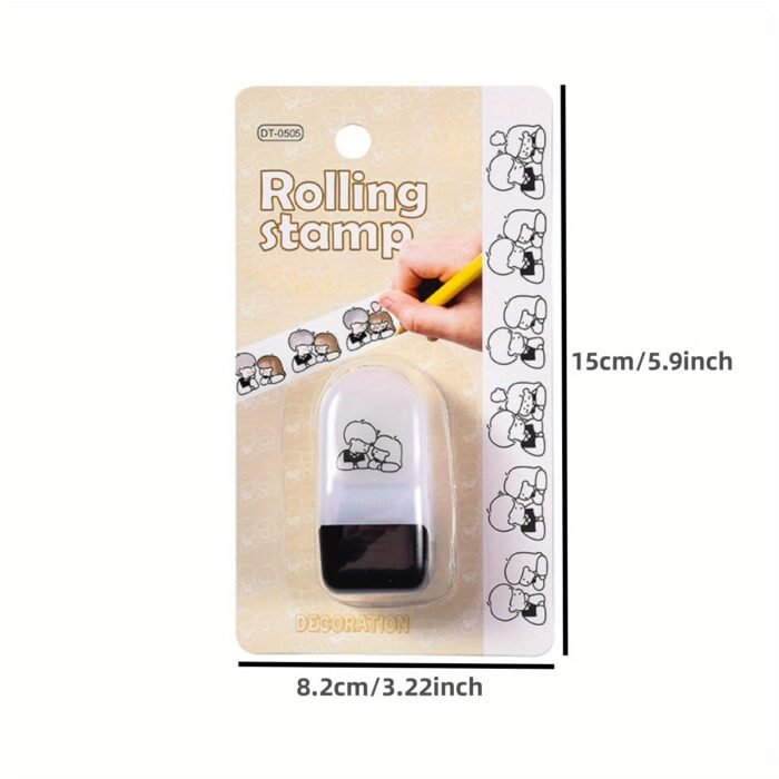 Creative Cartoon Flower Rolling Stamp - DIY Graffiti Seal for Journals & Crafts, Rectangular Plastic Art Supplies - Image 4