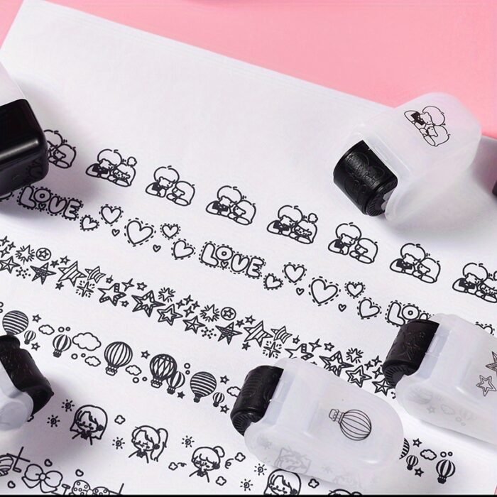 Creative Cartoon Flower Rolling Stamp - DIY Graffiti Seal for Journals & Crafts, Rectangular Plastic Art Supplies - Image 8