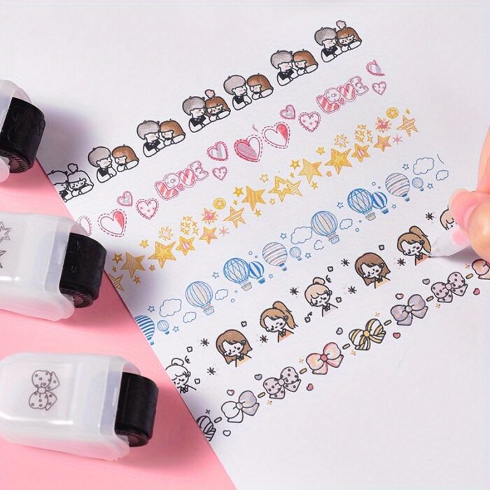 Creative Cartoon Flower Rolling Stamp - DIY Graffiti Seal for Journals & Crafts, Rectangular Plastic Art Supplies - Image 10