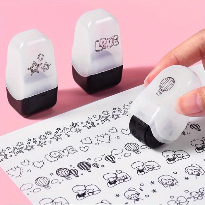Creative Cartoon Flower Rolling Stamp - DIY Graffiti Seal for Journals & Crafts, Rectangular Plastic Art Supplies - Image 2