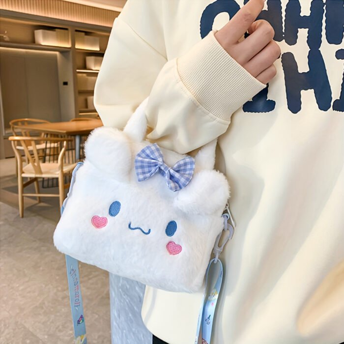 Sanrio Plush Tote Bag, Kawaii Kuromi Cinnamoroll Melody Cartoon Anime Handbag, Adjustable Strap Crossbody Bag for Ladies and s Travel Pouch - Image 4