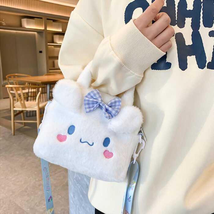 Sanrio Plush Tote Bag, Kawaii Kuromi Cinnamoroll Melody Cartoon Anime Handbag, Adjustable Strap Crossbody Bag for Ladies and s Travel Pouch - Image 7