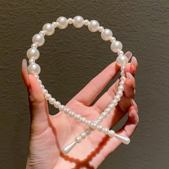 5pcs Elegant Faux Pearl Headbands for Women - Chic Plastic Hair Hoops with Imitation Pearls, Perfect for Styling and Accessories, Minimalist Design, Hair Accessories for Wome - Image 8
