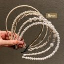 5pcs Elegant Faux Pearl Headbands for Women - Chic Plastic Hair Hoops with Imitation Pearls, Perfect for Styling and Accessories, Minimalist Design, Hair Accessories for Wome