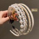 5pcs Elegant Faux Pearl Headbands for Women - Chic Plastic Hair Hoops with Imitation Pearls, Perfect for Styling and Accessories, Minimalist Design, Hair Accessories for Wome