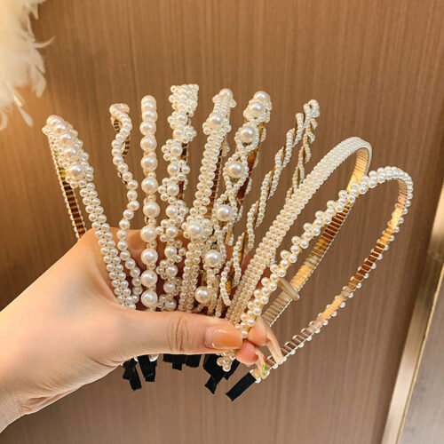 5pcs Elegant Faux Pearl Headbands for Women - Chic Plastic Hair Hoops with Imitation Pearls, Perfect for Styling and Accessories, Minimalist Design, Hair Accessories for Wome