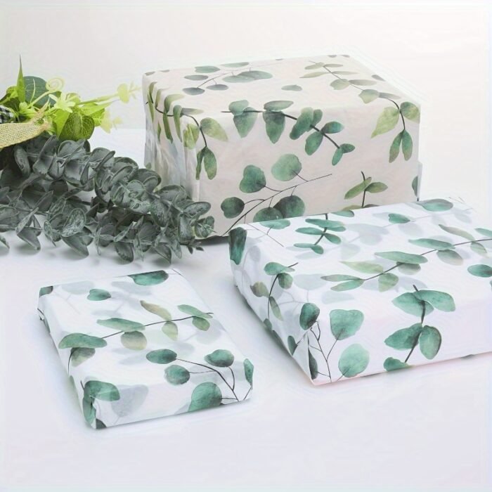 50pcs Eucalyptus Leaf Print Tissue Paper - Translucent Green Gift Wrap for Weddings, Birthdays & More - Image 7