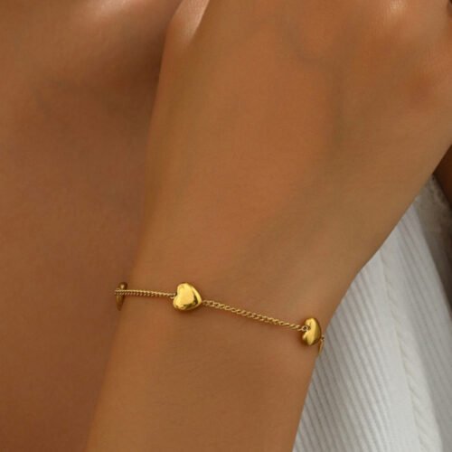 Elegant 18K Golden-Plated Stainless Steel Bracelet with Chic Heart Charm - Minimalist, Trendy, and Versatile Jewelry for Daily Wear, Parties, and Valentine’s Day Gift, Party Accessory | Trendy Accessory | Polished Finish
