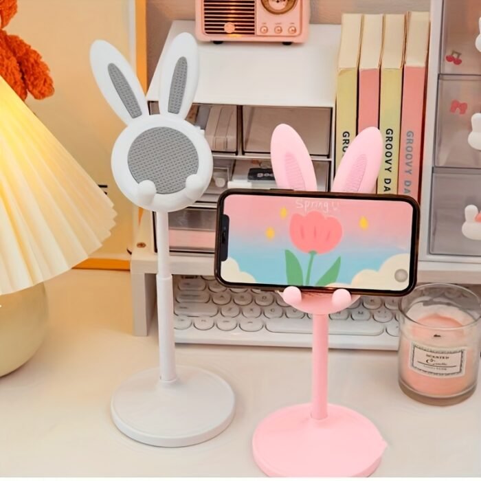 Adjustable Cute Bunny Phone Stand - Cartoon Rabbit Design, EVA Material, Universal Tablet Holder - Ideal for Desk, Gift for Easter, Valentine's, Thanksgiving, Mother's, Father'S Day, Christmas, Bunny Accessories - Image 8