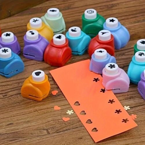 6pcs Mini Embossing & Punch Set - Vibrant Colors, Portable Craft Tools for DIY Scrapbooking, Greeting Cards & Journal Decor, Assorted Colors