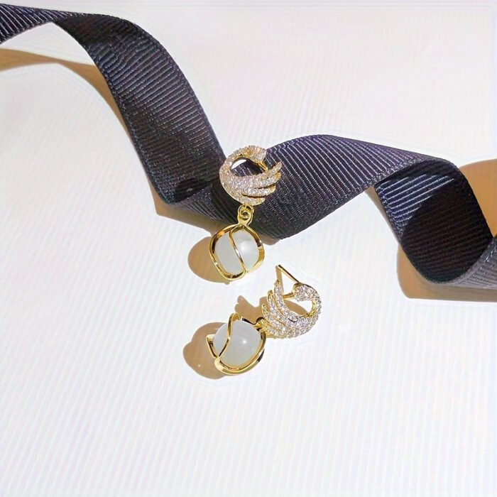 Elegant Swirl Crystal Dangle Earrings, Alloy & Faux Crystal, Women's Fashion Earrings, Perfect for Daily & Party Wear, All-Season, Christmas Gift Idea - Image 6