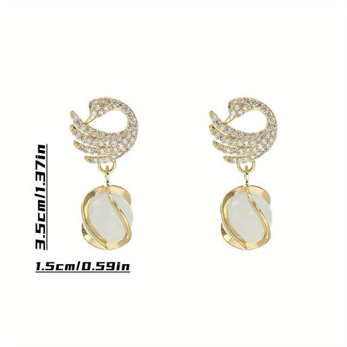 Elegant Swirl Crystal Dangle Earrings, Alloy & Faux Crystal, Women's Fashion Earrings, Perfect for Daily & Party Wear, All-Season, Christmas Gift Idea - Image 2