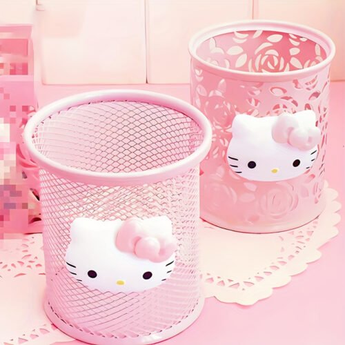 For Hello Kitty Pink Mesh Pencil Case - Lightweight, Decorative Desktop Organizer with Cute Character Design, Ideal for School and Office Supplies Storage, Perfect Holiday Gift, Office Supplies And Accessories