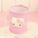 For Hello Kitty Pink Mesh Pencil Case - Lightweight, Decorative Desktop Organizer with Cute Character Design, Ideal for School and Office Supplies Storage, Perfect Holiday Gift, Office Supplies And Accessories