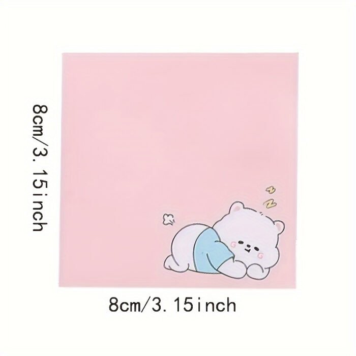[Multi-Purpose Memo Pads Assorted] 80-Pack Cute Cartoon Sticky Notes - Solid Color, Self-Adhesive, Tear-Off, Assorted Colors, Office & School Supplies, Easy Post & Remove, Multi-Purpose Memo Pads - Image 7