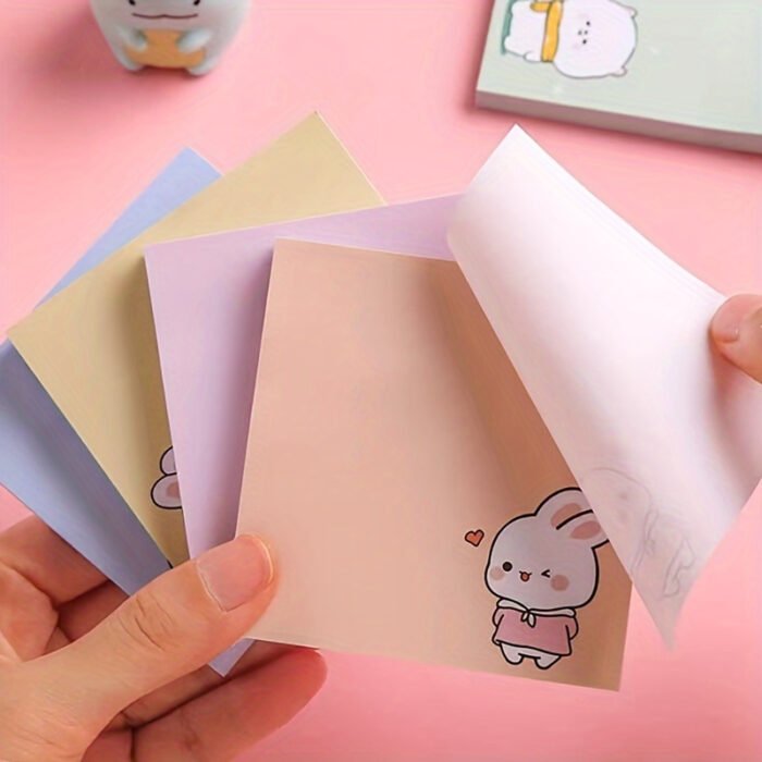 [Multi-Purpose Memo Pads Assorted] 80-Pack Cute Cartoon Sticky Notes - Solid Color, Self-Adhesive, Tear-Off, Assorted Colors, Office & School Supplies, Easy Post & Remove, Multi-Purpose Memo Pads - Image 8