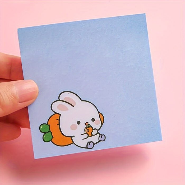 [Multi-Purpose Memo Pads Assorted] 80-Pack Cute Cartoon Sticky Notes - Solid Color, Self-Adhesive, Tear-Off, Assorted Colors, Office & School Supplies, Easy Post & Remove, Multi-Purpose Memo Pads - Image 9