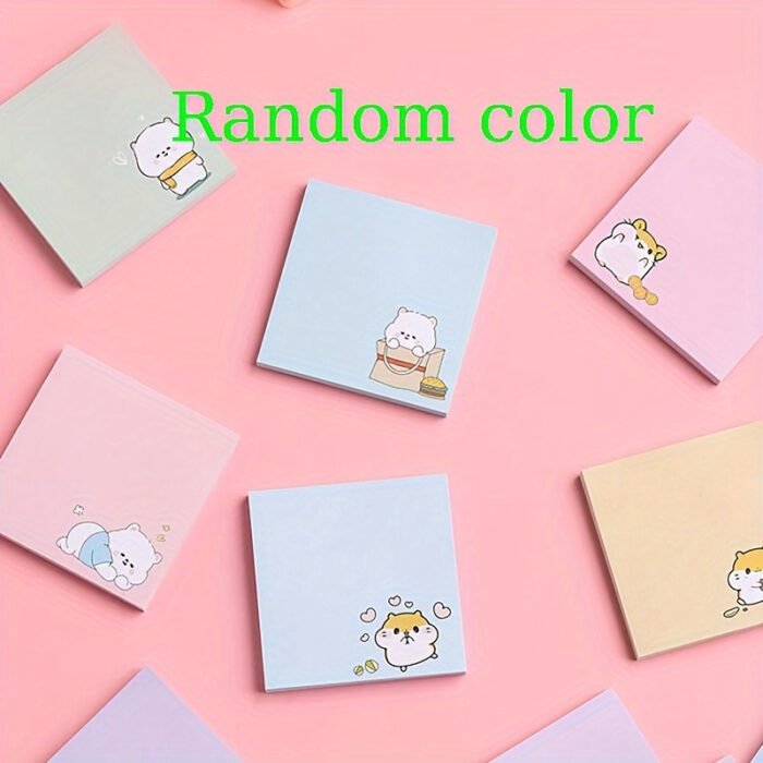 [Multi-Purpose Memo Pads Assorted] 80-Pack Cute Cartoon Sticky Notes - Solid Color, Self-Adhesive, Tear-Off, Assorted Colors, Office & School Supplies, Easy Post & Remove, Multi-Purpose Memo Pads - Image 10