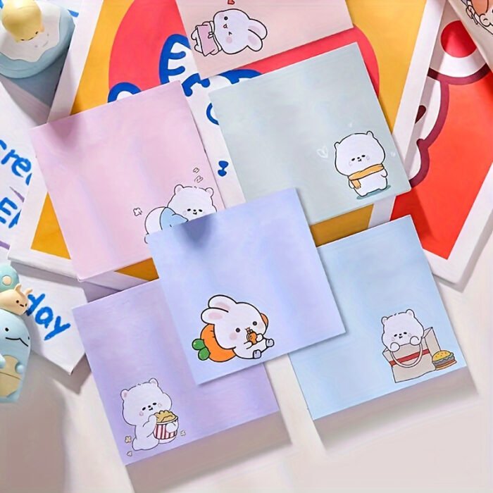 [Multi-Purpose Memo Pads Assorted] 80-Pack Cute Cartoon Sticky Notes - Solid Color, Self-Adhesive, Tear-Off, Assorted Colors, Office & School Supplies, Easy Post & Remove, Multi-Purpose Memo Pads - Image 11