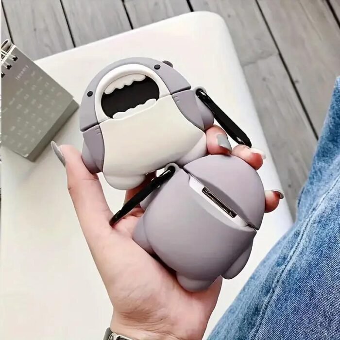 [Cute Shark] 3D cute cartoon shark shape soft silicone wireless earphone case | for Airpods 1/ 2/ 3/ Pro - Image 5